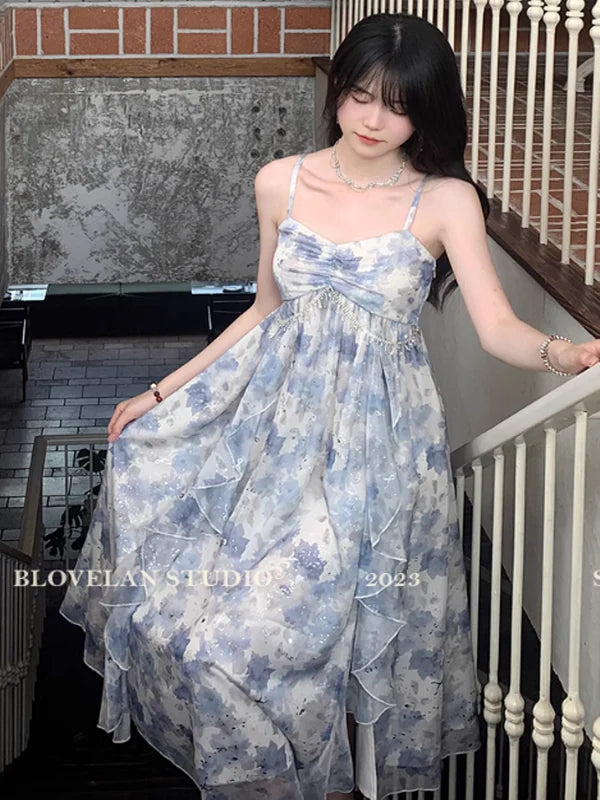 Enchanted Fairy Meadow Blue Dress