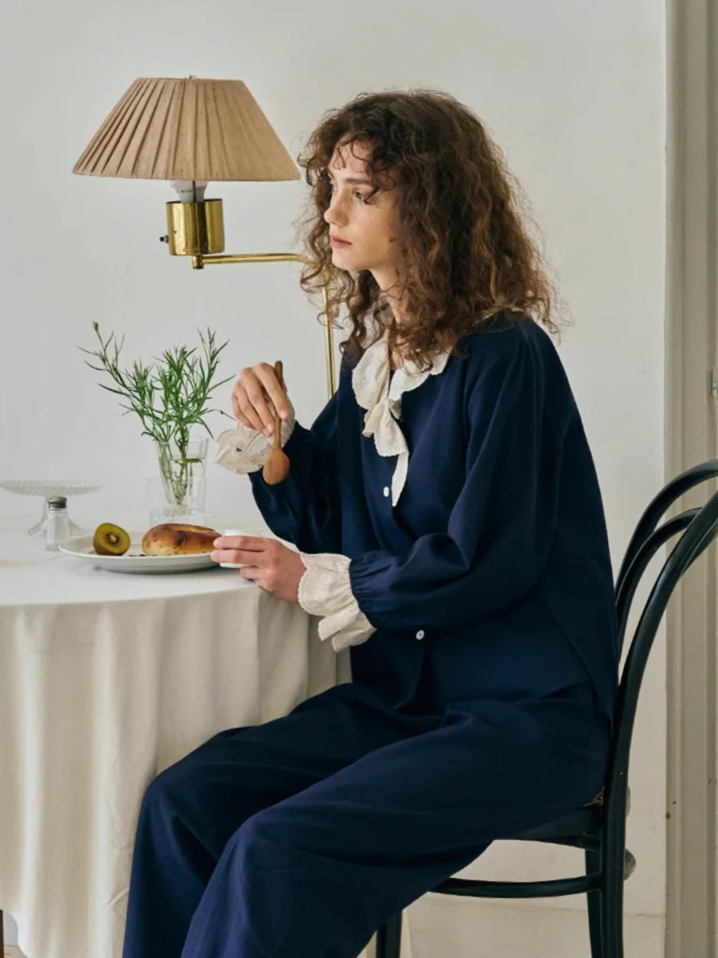 Midnight Elegance Lace Pajama Set