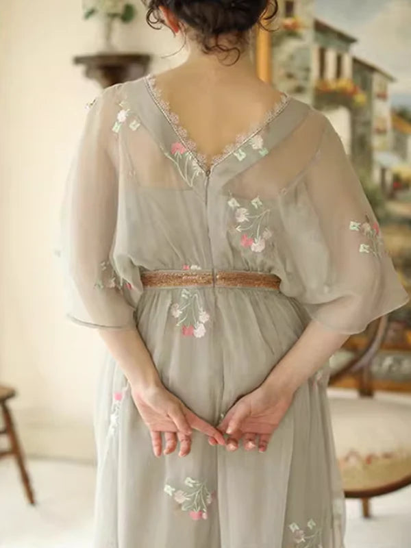 Grey Floral Blossom Dress