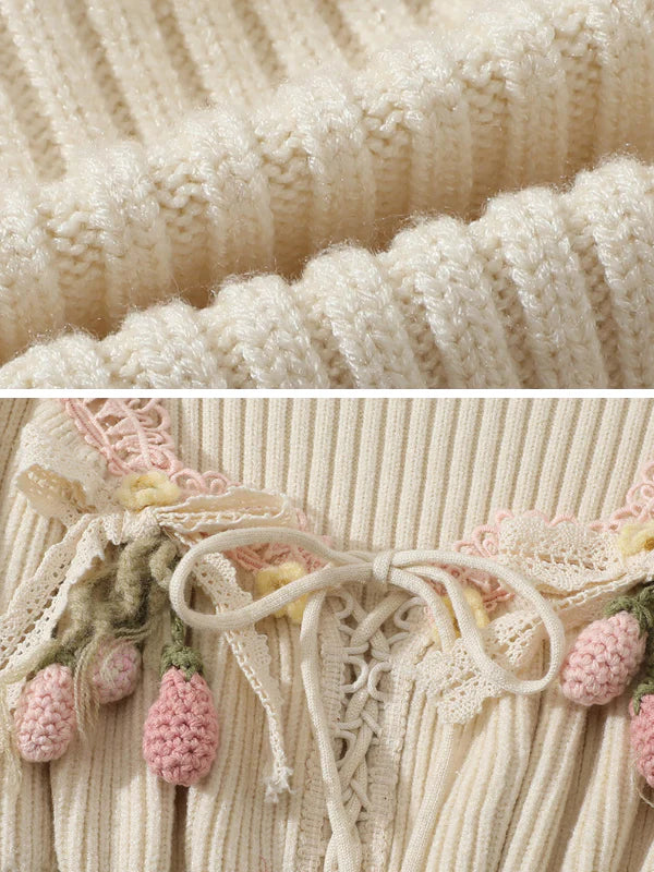 Enchanted Garden Lace-Trim Knitted Dress