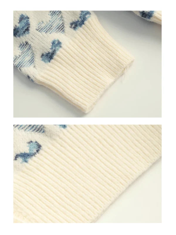 Vintage Blue Heart Knit Cardigan