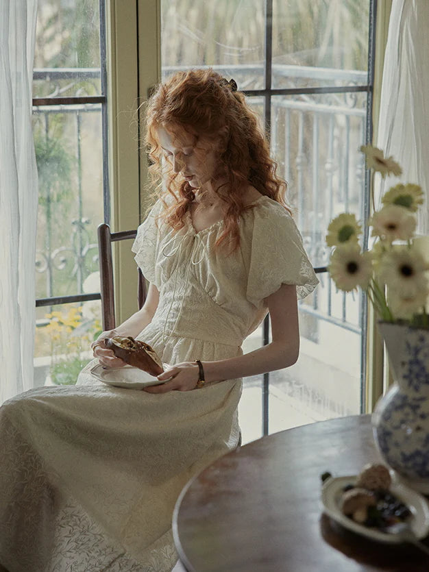 Enchanted Embroidered Puff Sleeve Dress