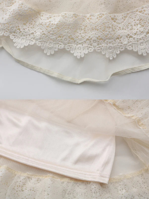 Pearl Ribbon Tulle Skirt