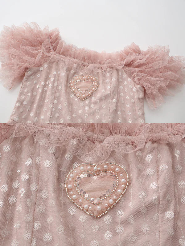 Blush Heart Ruffle Tulle Dress