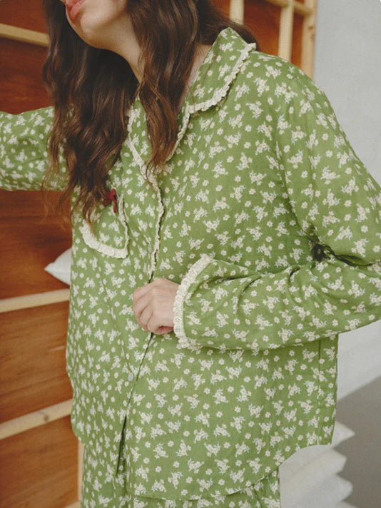 Green Meadow Lace Pajama Set