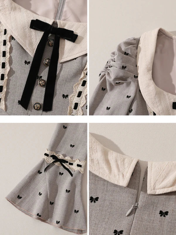 Romantic Bow Embroidered Dress