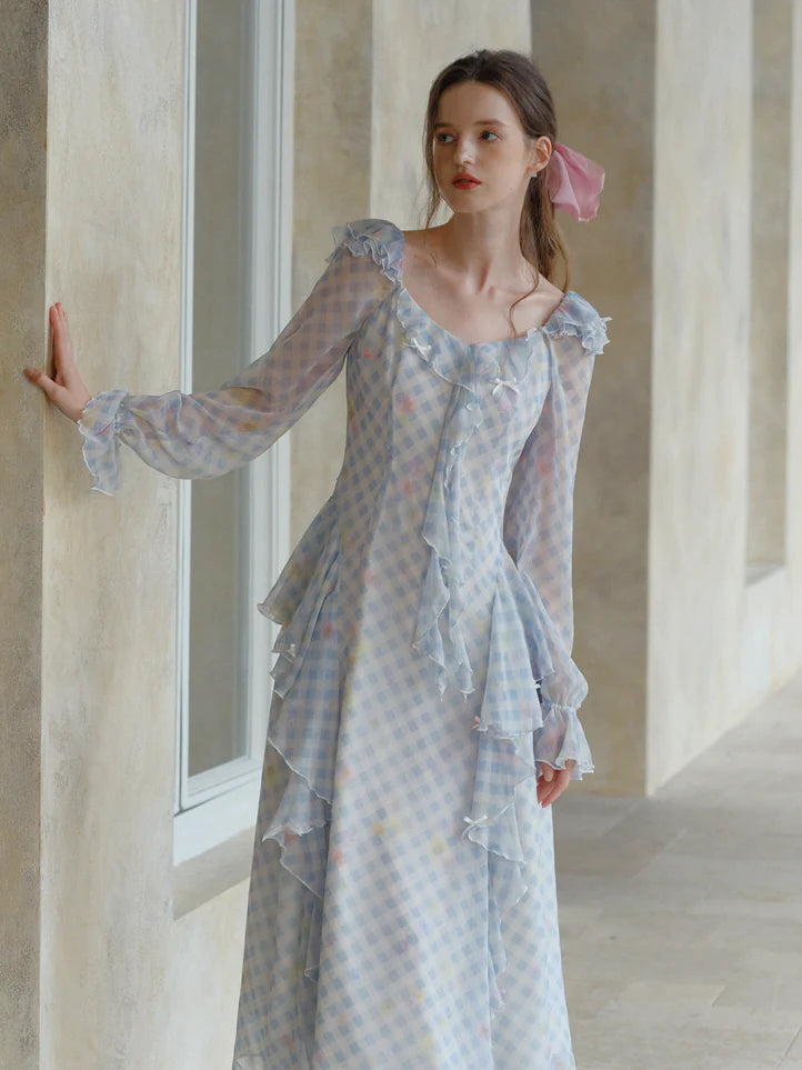 Blue Gingham Ruffle Dream Dress