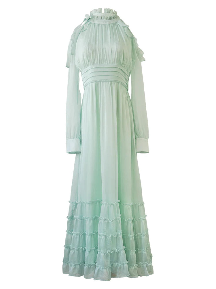 Mint Whispers Cold-Shoulder Dress