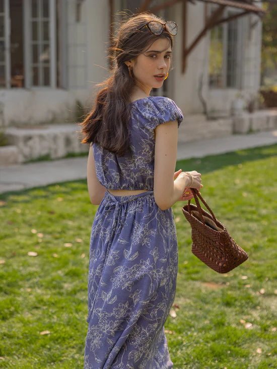 Blue Garden Floral Dress
