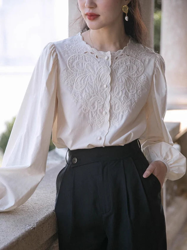 Vintage Embroidered Lace Blouse