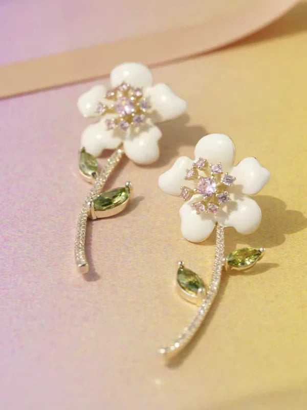 Drop Glaze Flower Earrings