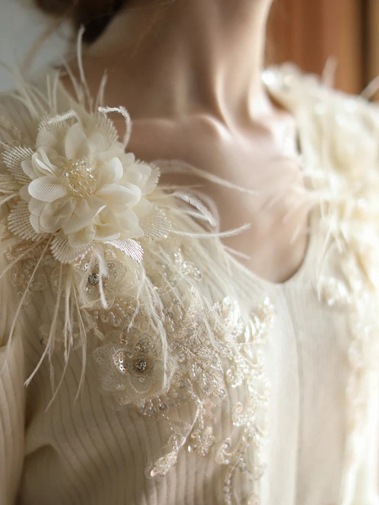 Ivory Bloom Embellished Sweater