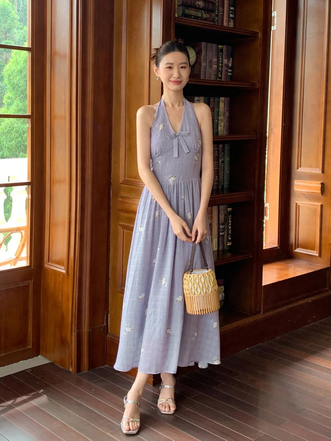 Lavender Bow Halter Dress