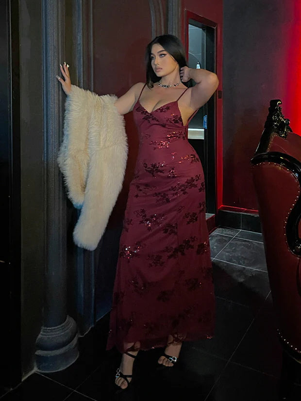 Midnight Rose Sequin Tulle Gown