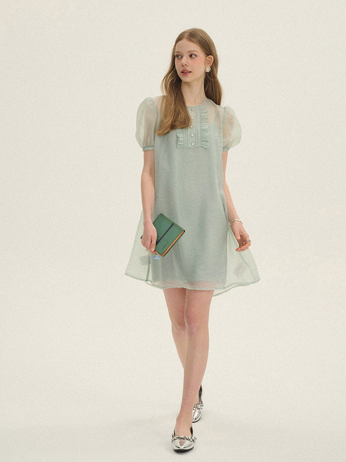 Mint Fairy Puff Sleeve Dress