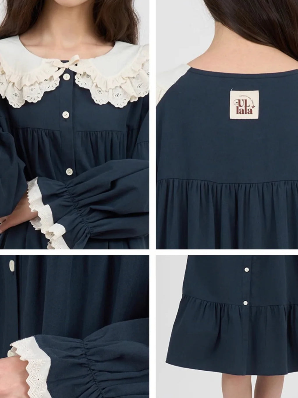 Midnight Lace Collar Nightgown