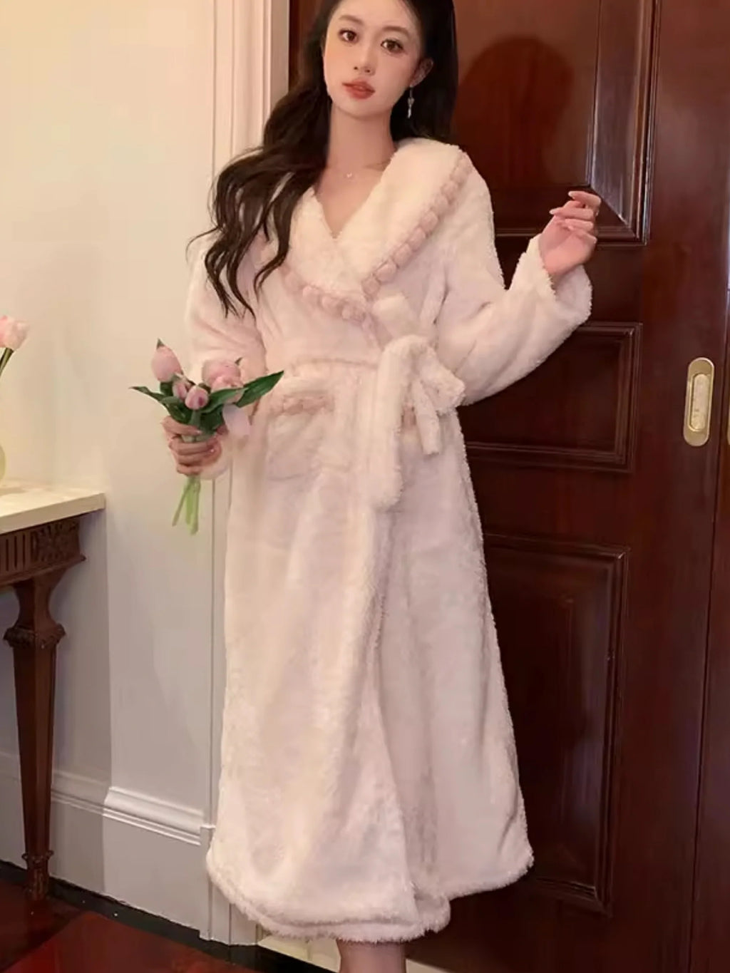 Pom Pom Velvet Winter Robe