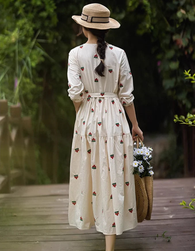 Springtime Serenade Embroidered Dress