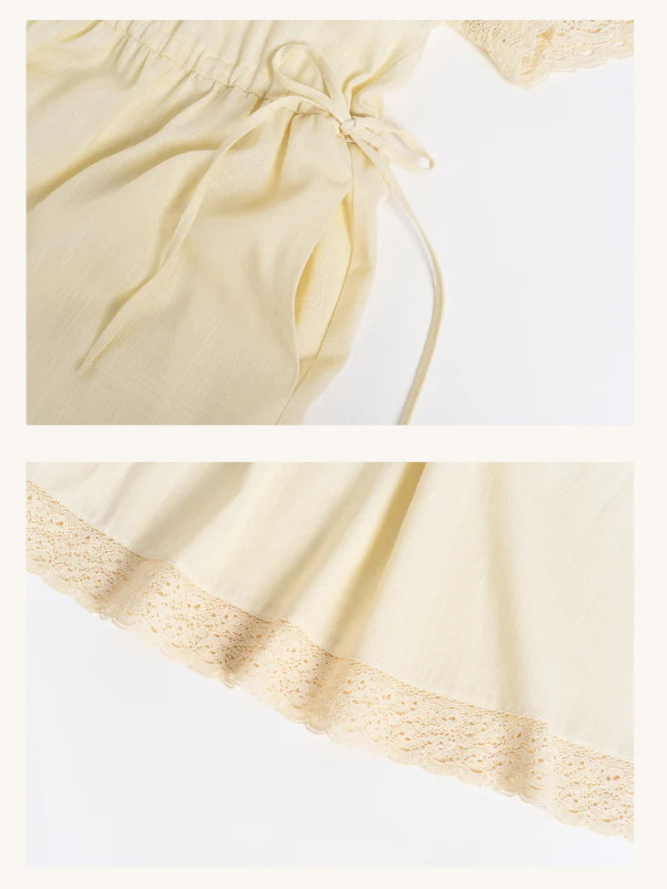 Heavenly Garden Retro Embroidery Linen Dress