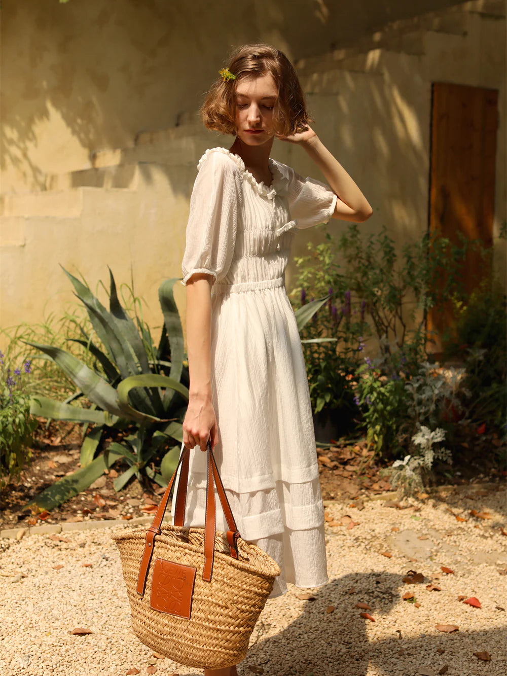 Ethereal Cottage Bow White Dress
