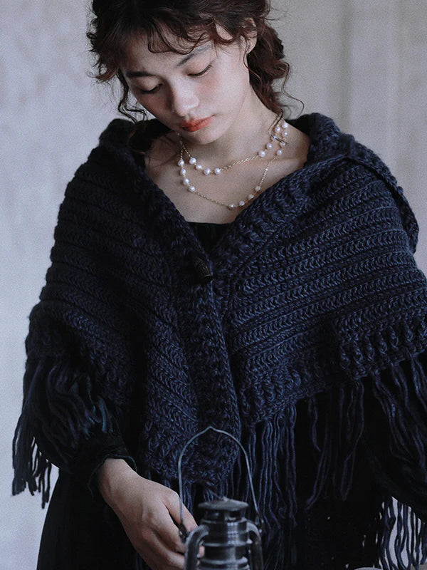 Enchanted Midnight Wool Shawl