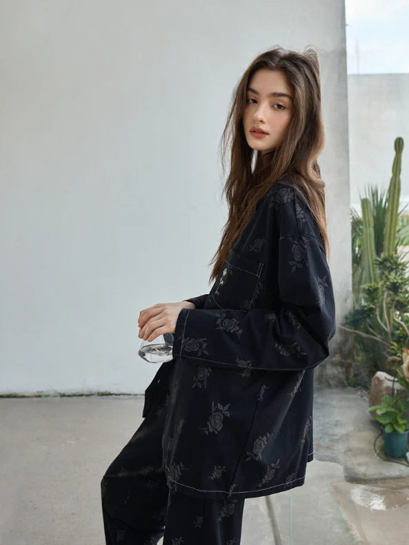 Black Rose Vintage Pajama Set