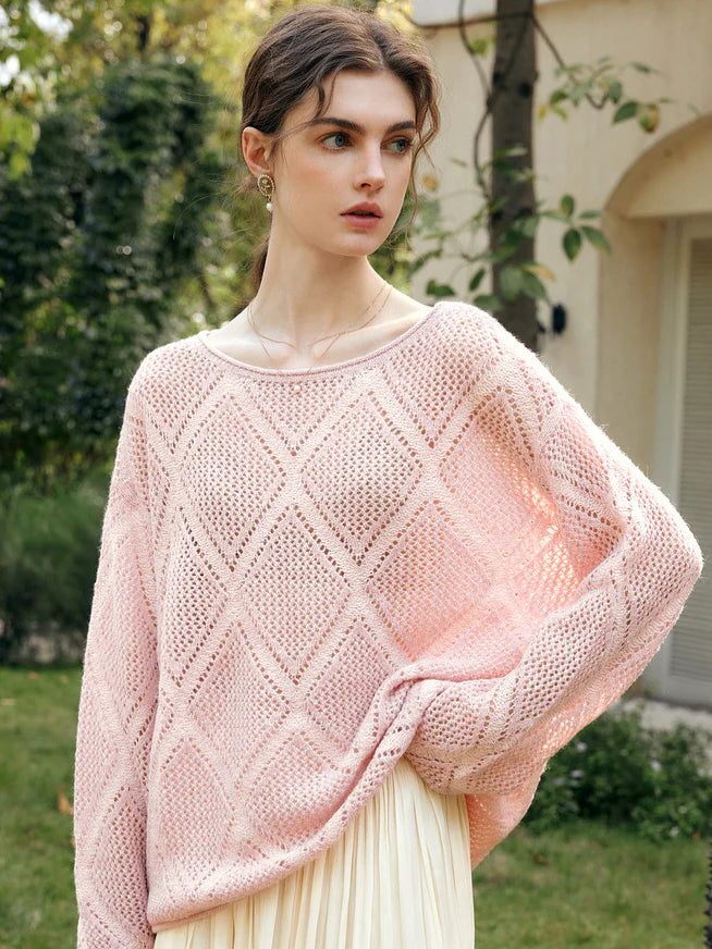 Blush Diamond Knit Loose Sweater
