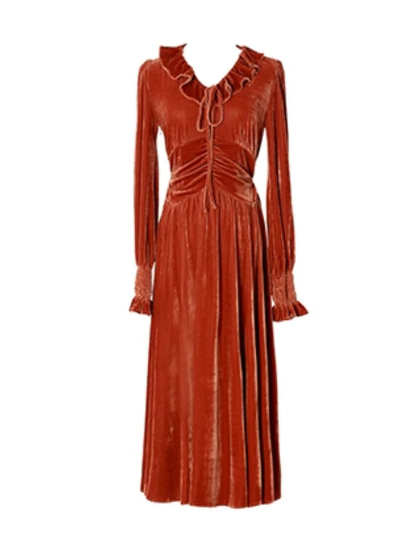 Velvet Elegance French Retro Dress