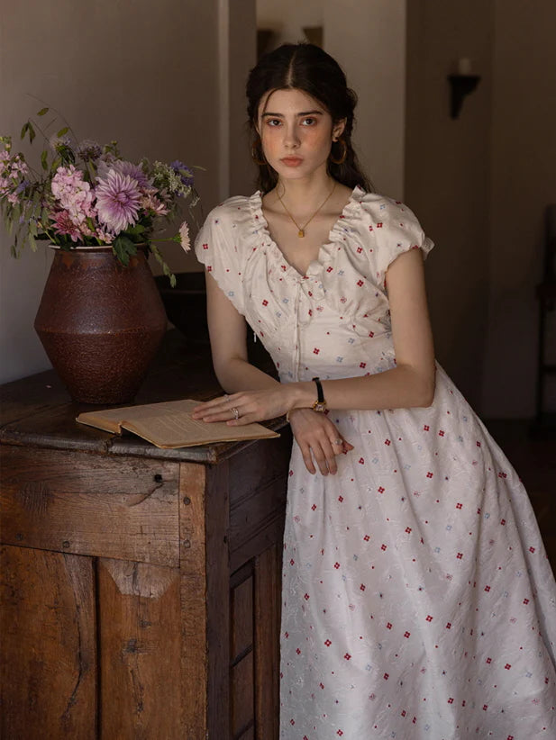 Floral Embroidered Summer Cottagecore Dress