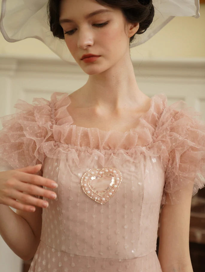 Blush Heart Ruffle Tulle Dress