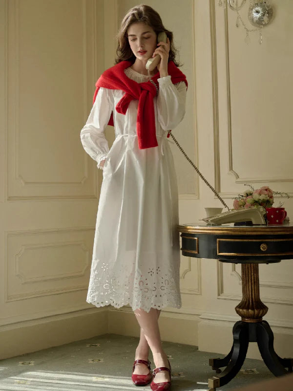 Cotton Bloom Embroidered Dress