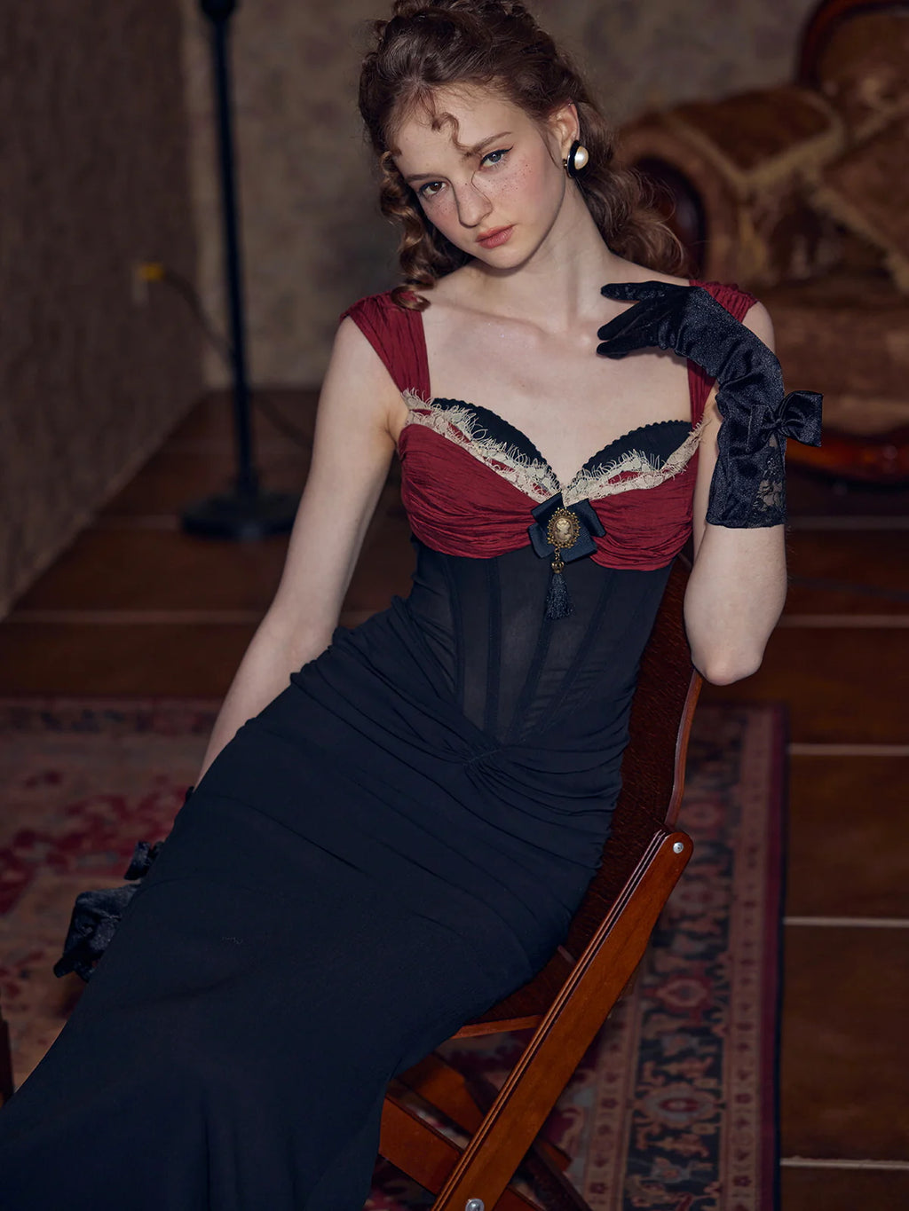 Elegant Vintage Princess Black Party Dress