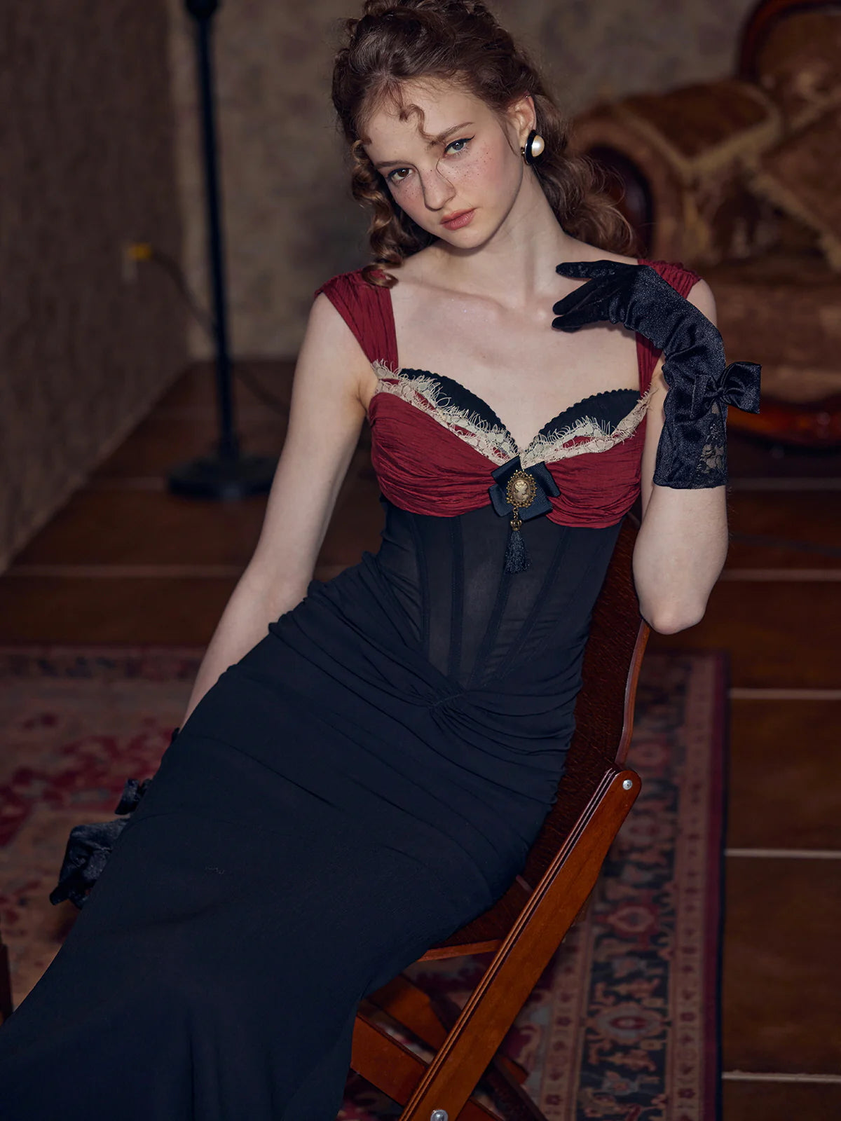 Elegant Vintage Princess Black Party Dress