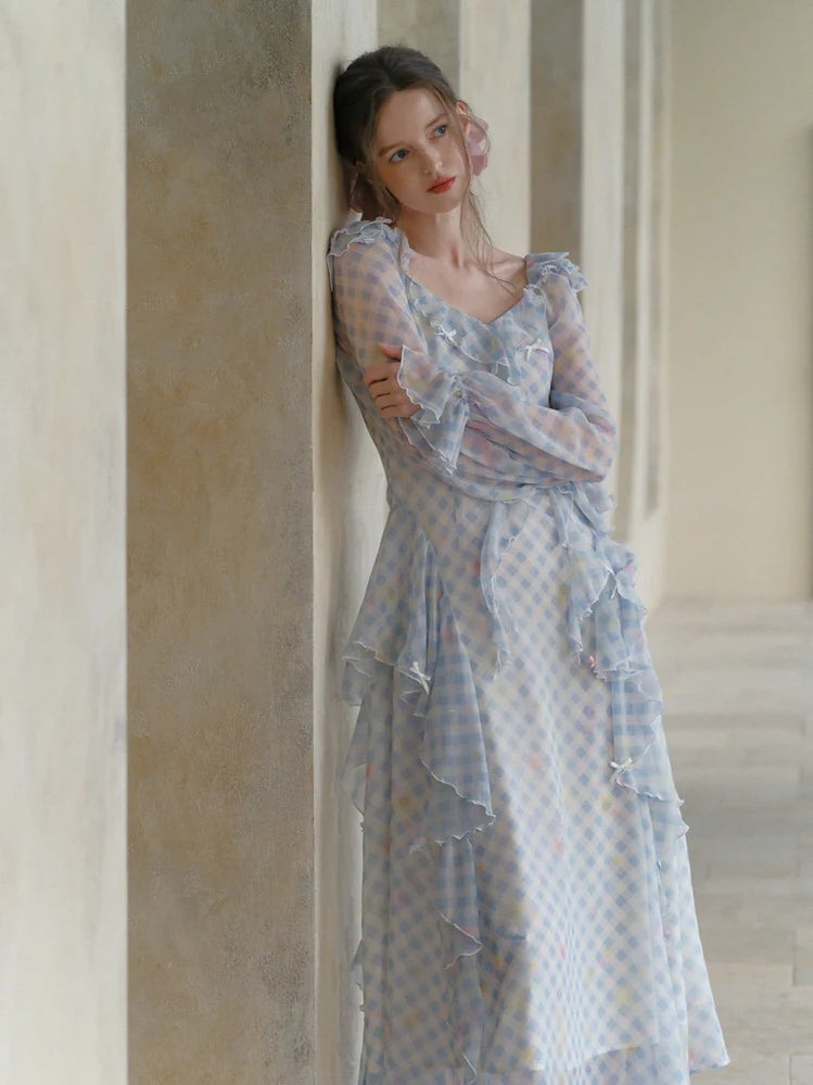 Blue Gingham Ruffle Dream Dress