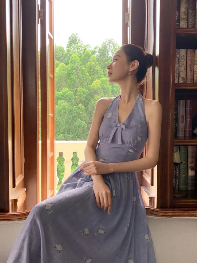 Lavender Bow Halter Dress