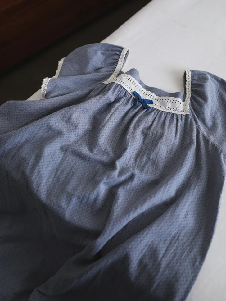 Blue Lace Ribbon Nightgown