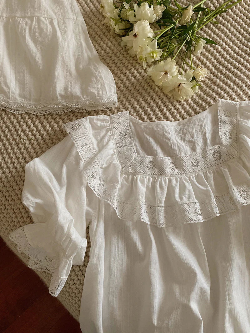 Romantic Summer Lace Trim Pajama Set