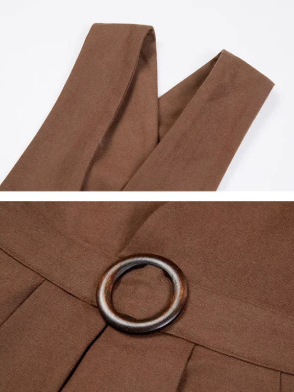 Vintage Elegance Cross-Strap A-Line Dress