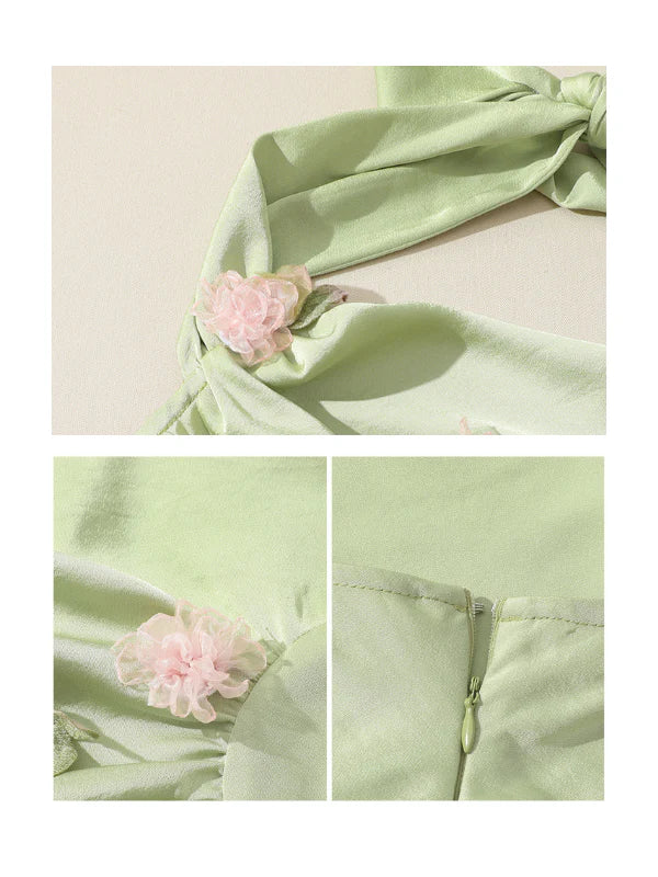 Draped Garden Bloom Halter Dress