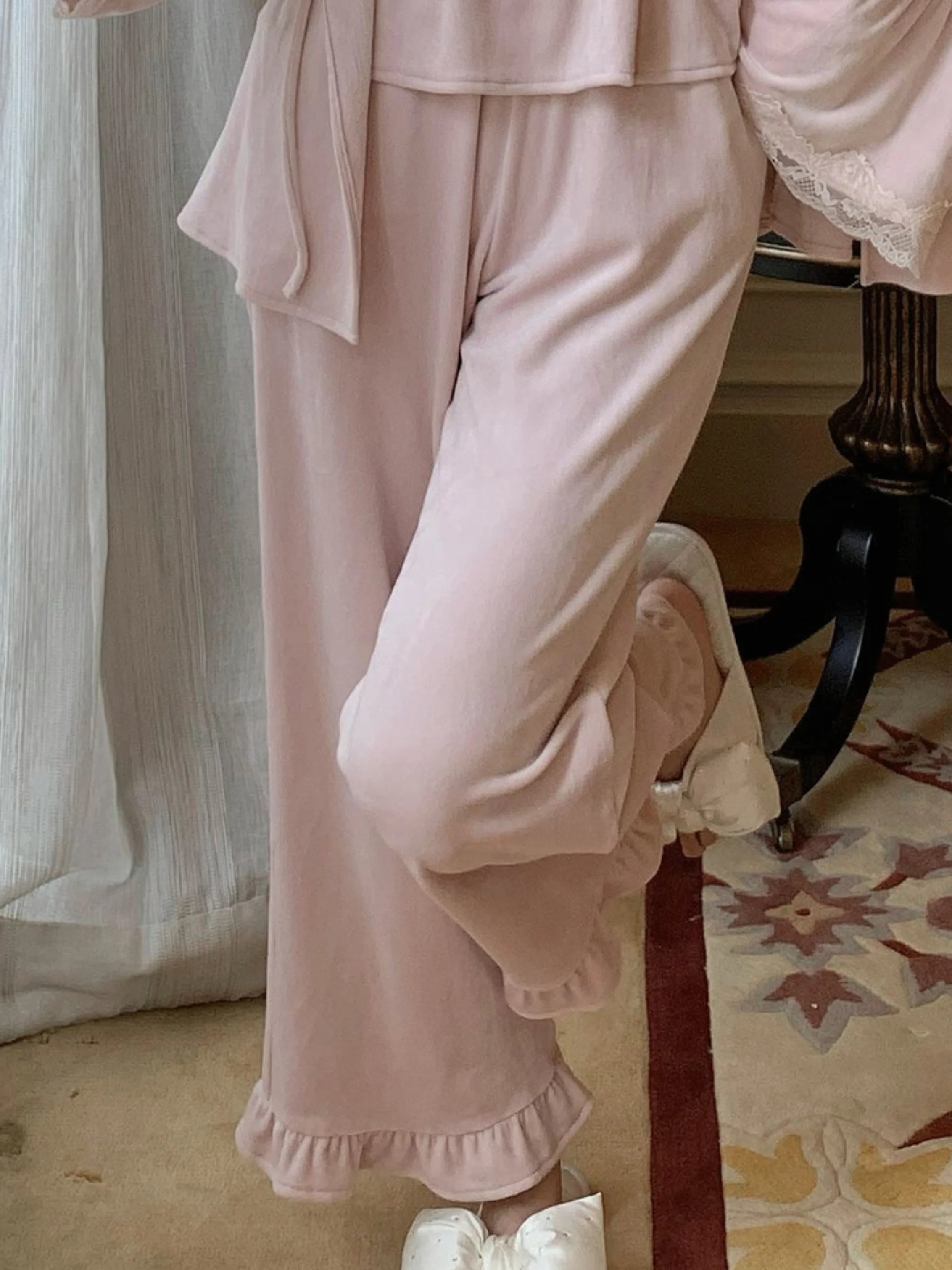 Enchanted Pink Velvet Lace Pajama Set