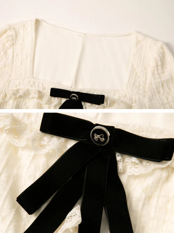 Velvet Ribbon Vintage Lace Knit Dress