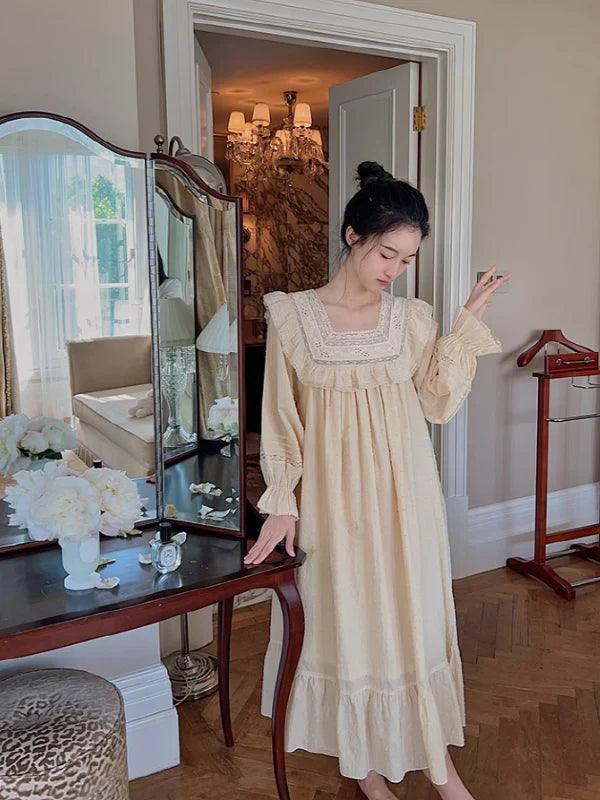 White Vintage Lace Long Nightgown