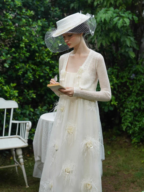 Ivory Feather Bloom Slip Dress