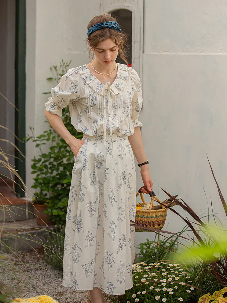 Emma's Sky Blossom Cottage Skirt