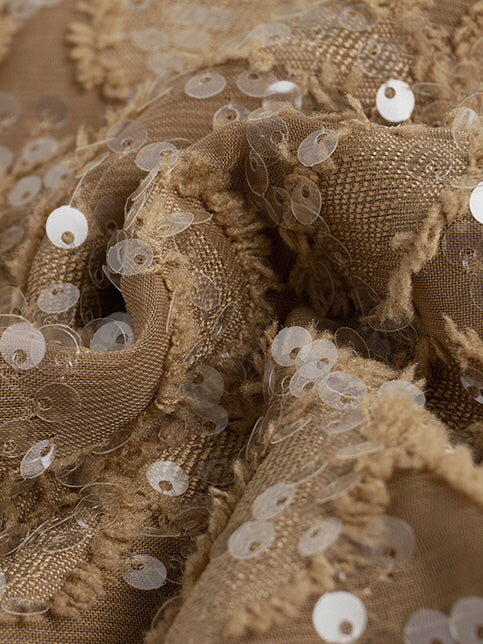 Golden Sequin Ribbon Strap Dress