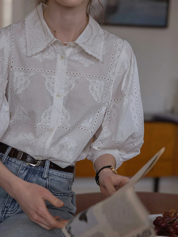 Vintage Embroidered Cotton Blouse