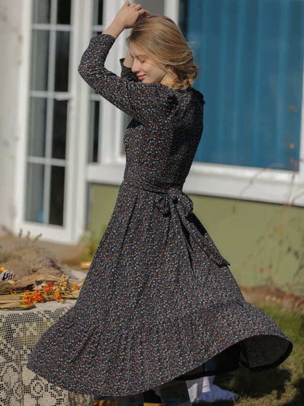 Navy Blossom in Retro Dress