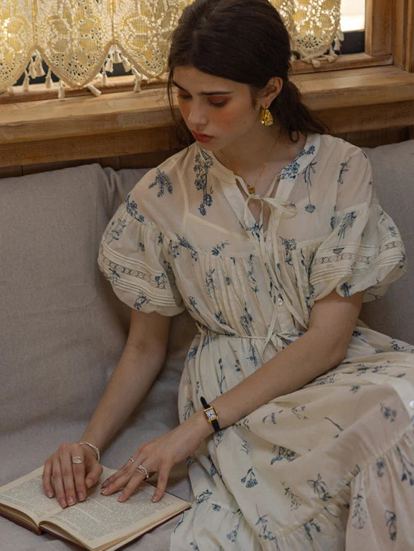 Blue Meadow Floral Cotton Dress