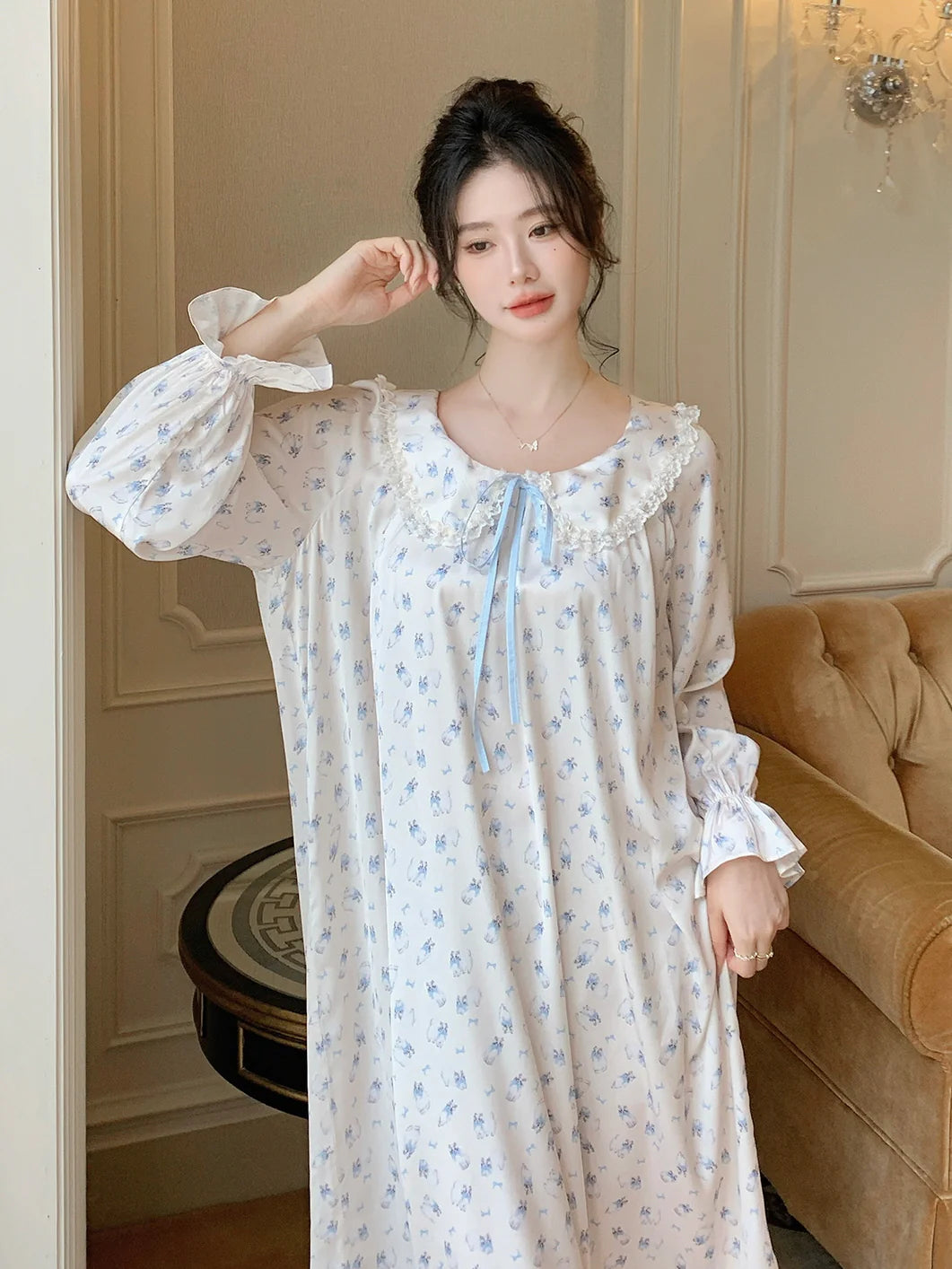 Whimsical Cat Print Nightgown