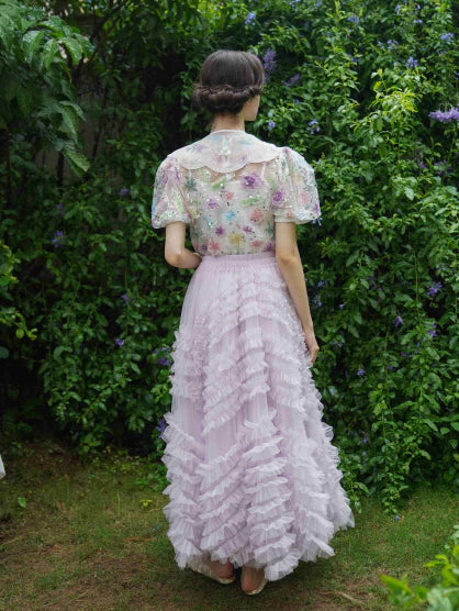 Whimsical Cloud Ruffle Skirt